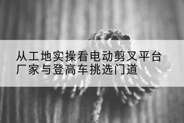 九龙坡区电动剪叉升降平台厂家-从工地实操看电动剪叉平台厂家与登高车挑选门道
